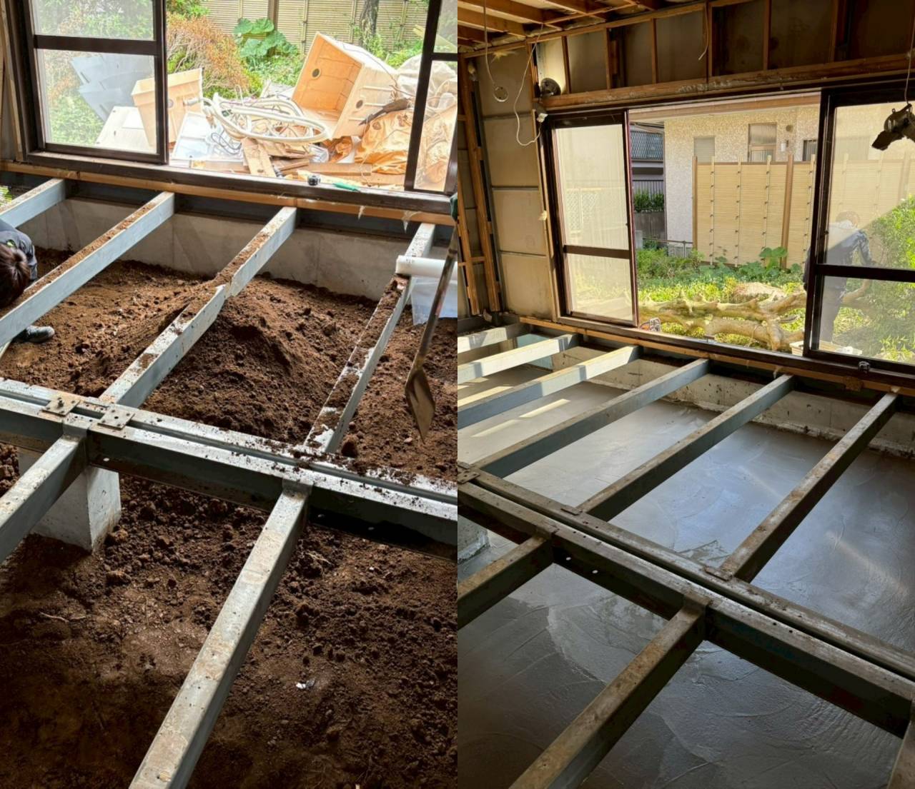 基礎防湿コンクリート施工　習志野市