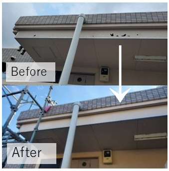 台風被害　外壁施工