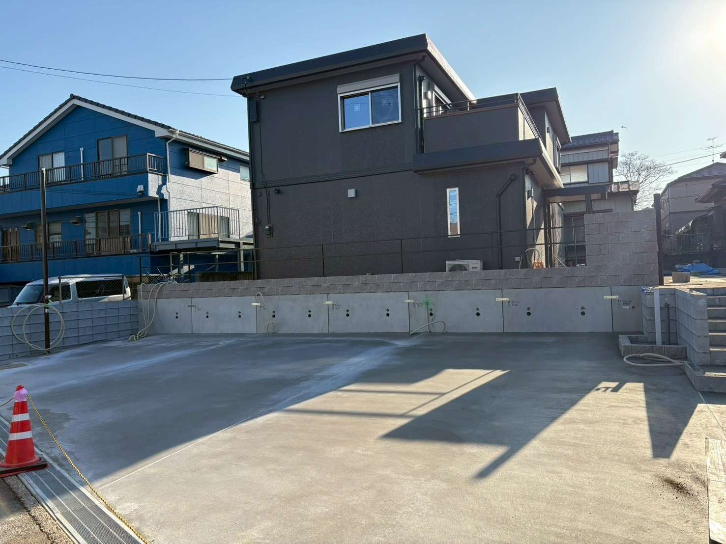 駐車場拡張工事｜コンクリート打設・土間仕上げ　習志野市